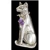 Image 1 : Sterling Silver and Amethyst Cat Pin