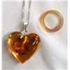 Image 1 : Heart Shaped Amber Necklace and Ring