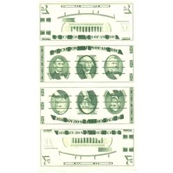 U.S. Giori Test Banknote Uncut Sheet of 4