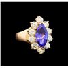 Image 1 : 14KT Rose Gold 3.48 ctw Tanzanite and Diamond Ring