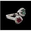 Image 1 : 1.24 ctw Tourmaline and Diamond Ring - 14KT White Gold