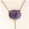 Image 3 : 10k Yellow Gold and Silver Carved Amethyst Dangle Necklace