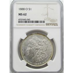 1888-O Morgan Silver Dollar $ NGC MS 62 Lightly To