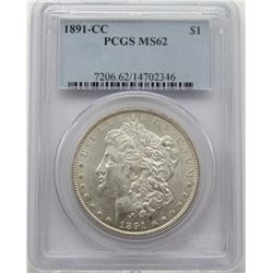 1891-CC Morgan Silver Dollar PCGS MS 62