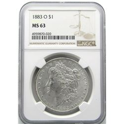 1883-O Morgan Silver Dollar $ NGC MS 63
