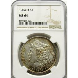 1904-O Morgan Silver Dollar $ NGC MS 64 Nicely Ton
