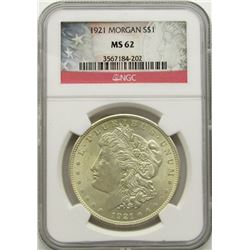 1921 MORGAN DOLLAR NGC MS 62