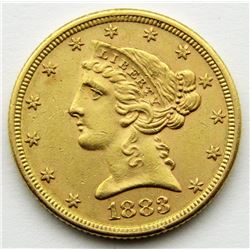 1883 $5 GOLD LIBERTY HALF EAGLE