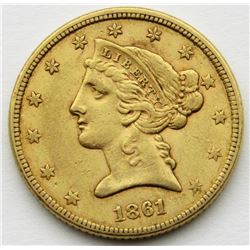 1861 $5 GOLD LIBERTY EAGLE