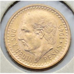 1945 GOLD MEXICAN 2.5 PESO UNC