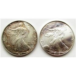 1995 & 2005 .999 SILVER EAGLES U.S. $1 COINS
