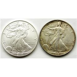 1992 & 2007 .999 SILVER EAGLES U.S. $1 COINS