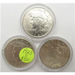 3 - CIRC OR BETTER SILVER DOLLARS;