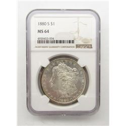 1880-S Morgan Silver Dollar $ NGC MS 64