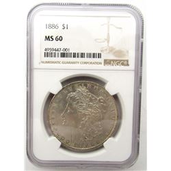 1886-P Morgan Silver Dollar $ NGC MS 60