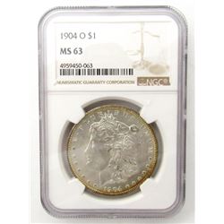 1904-O Morgan Silver Dollar $ NGC MS 63 Lightly To