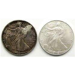 2002 & 1991 AMERICAN SILVER EAGLES
