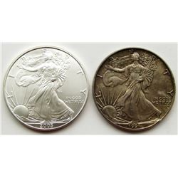 1991 & 2005 .999 SILVER EAGLES U.S. $1 COINS