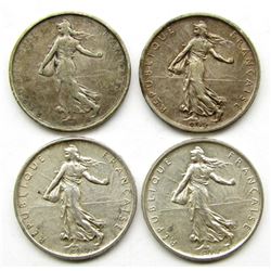 4 - SILVER 5 FRANCS; 3-1960, 1963