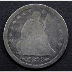 1873 ARROWS AT DATE SEATED QUARTER- AG