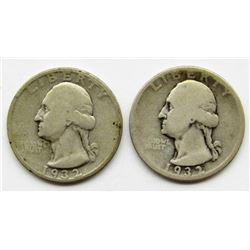 1932-D & 1932-S WASHINGTON QUARTER