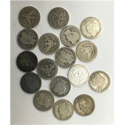 BARBER QTR LOT of 17 COINS