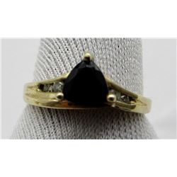 BLACK ONYX/DIAMOND 10k GOLD LADIES RING