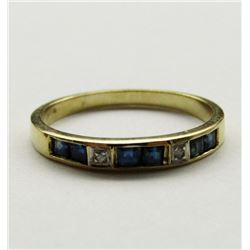 14K GOLD BLUE SAPHIRE AND DIAMONDS LADIES RING