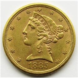 1885-S $5 Five Dollar Gold Liberty