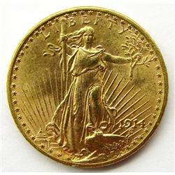 1914 S ST. GAUDEN'S DOUBLE EAGLE $20 GOLD PIECE