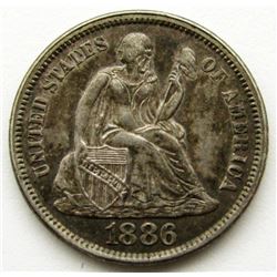 1886 SEATED DIME XF