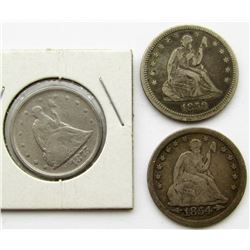 3-SEATED QUARTERS: 1854 ARROWS/DATE