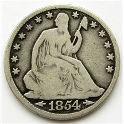1854-S ARROWS NO RAYS SEATED HALF
