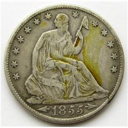 1855-O ARROWS NO RAYS SEATED HALF