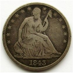1843 SEATED HALF DOLLAR VG