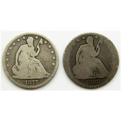 1858-O & 1877 SEATED HALF DOLLARS