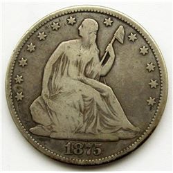 1875 SEATED HALF DOLLAR VG