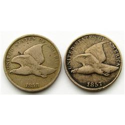 1857 & 1858 FLYING EAGLE CENTS VG/FINE