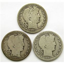 1904, 1904-S, 1904-O BARBER HALF DOLLARS