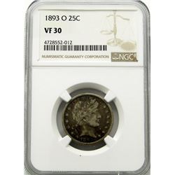 1893-O BARBER QUARTER NGC VF 30