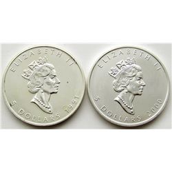 2-CANADA MAPLE LEAFE .999 1oz