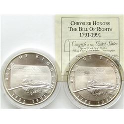 2-1991 CHRYSLER CORP SILVER ROUNDS