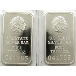 2-.999 FIND SILVER US STATE BARS