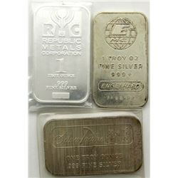 3-1oz .999 ENGELHARD, SILVERTOWNE,