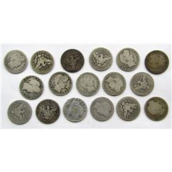 BARBER QUARTER LOT OF 17 COINS