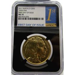 2017 BUFFALO 1 OZ. GOLD $50 .9999 FINE 1ST DAY ISS