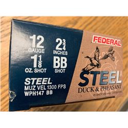 Federal 12 ga, 2 3/4 BB Steel shot bx of 25