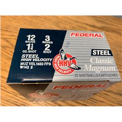 Federal 12 ga, 3" #2 Steel shot bx of 25