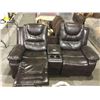 Image 2 : Brown Leather Reclining Love Seat w/ Cup Holders