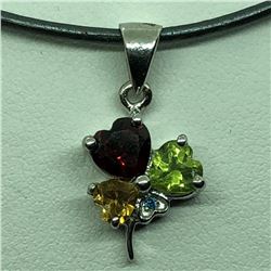 Sterling Silver Peridot, Garnet, & Cirine Pendant. Retail $100